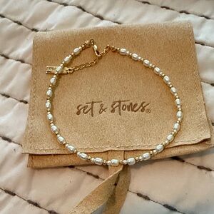 Gold and White Pearl Bracelet